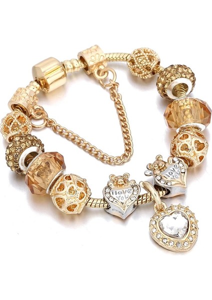21CM Tarzı GD026 Togory Otantik Altın Renk Arılar Dangles Charm Bilezik Beyaz Kristal Boncuklar Güzel Bilezik Kadınlar Çocuklar Için Doğum Günü Hediyeleri (Yurt Dışından)