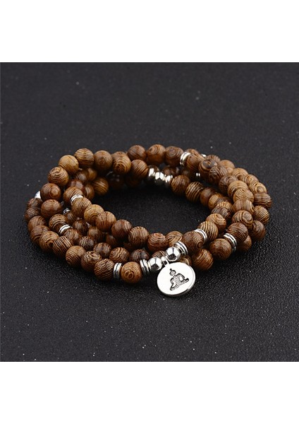Buda Çok Katmanlı Ahşap Boncuklar Lotus Om Bilezik Tibet Budist Mala Buda Charm Tespih Bilezik Yoga Ahşap Kadın Erkek Takı Için (Yurt Dışından)