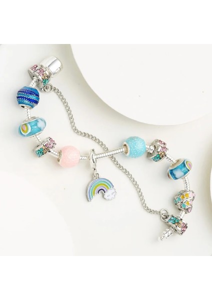 21CM Tarzı No.18 Boyutu Chıeloys Güzel Unicorn Kolye Charm Bilezikler Avrupa Moda Murano Cam Boncuk Bilezik Kadınlar Için Dıy Takı Pulseras (Yurt Dışından) indirimleri
