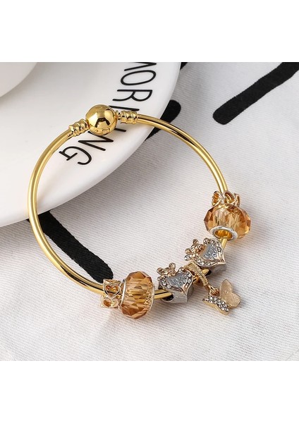21CM Tarzı No.4 Boyutu Baopon Altın Renk Kalp Boncuk Charm Bilezikler Kelebek Kolye ile Kadınlar Takı Için Bilezik ve Bilezikler Uyar (Yurt Dışından) fırsatları