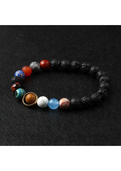 19CM-7.48 Inç Tarzı No.4 Boyutu Galaxy Güneş Sistemi Bilezik Erkekler Evren Dokuz Gezegenler Doğal Taş Yıldız Toprak Ay Kadınlar Için Bilezikler Moda Çift Takı (Yurt Dışından)