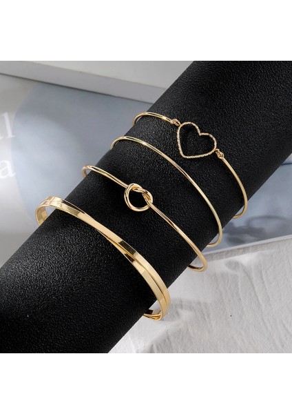 IPA373-17214 Iparam Moda Kalp Haçlı Bilezik Kadınlar Için Punk Altın Renk Açık Ağızlı Bileklik Seti Trendy Takı Hediyeler Aksesuarları (Yurt Dışından) fırsatları