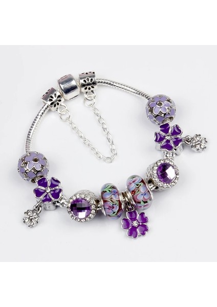 17CM Tarzı NO.20210729145020 Boyutu Sonbahar Yeni Retro Mor Lavanta Papatya Çiçek Kolye Bilezik El Montajlı Vitray Boncuk Bilezik Kadınlar Için (Yurt Dışından) modelleri