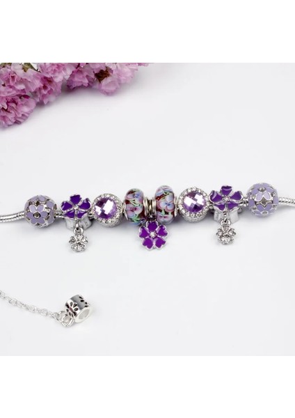 17CM Tarzı NO.20210729145020 Boyutu Sonbahar Yeni Retro Mor Lavanta Papatya Çiçek Kolye Bilezik El Montajlı Vitray Boncuk Bilezik Kadınlar Için (Yurt Dışından) fırsatları
