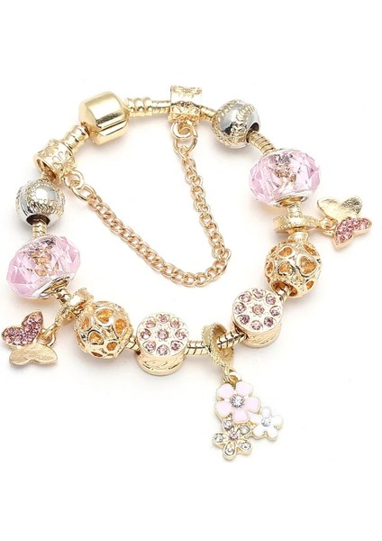 20CM Tarzı GD022 Togory Otantik Altın Renk Arılar Dangles Charm Bilezik Beyaz Kristal Boncuklar Güzel Bilezik Kadınlar Çocuklar Için Doğum Günü Hediyeleri (Yurt Dışından)