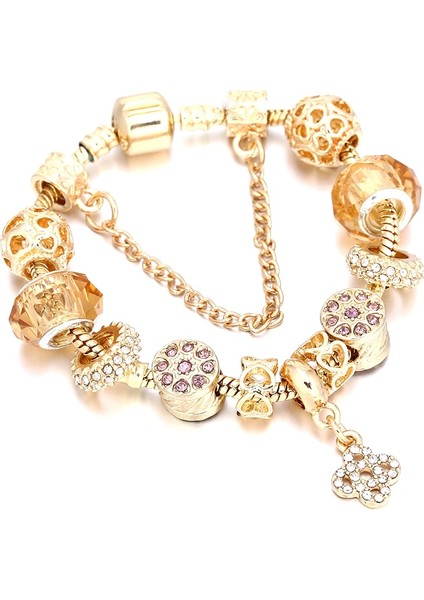 16CM Tarzı GD027 Togory Otantik Altın Renk Arılar Dangles Charm Bilezik Beyaz Kristal Boncuklar Güzel Bilezik Kadınlar Çocuklar Için Doğum Günü Hediyeleri (Yurt Dışından)