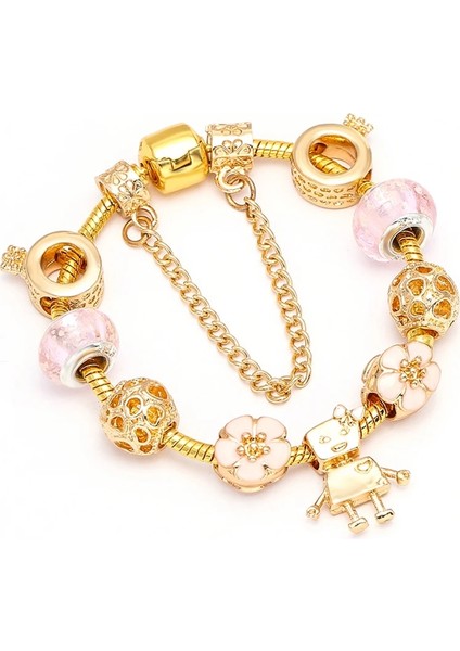 18CM Tarzı GD012 Togory Otantik Altın Renk Arılar Dangles Charm Bilezik Beyaz Kristal Boncuklar Güzel Bilezik Kadınlar Çocuklar Için Doğum Günü Hediyeleri (Yurt Dışından)