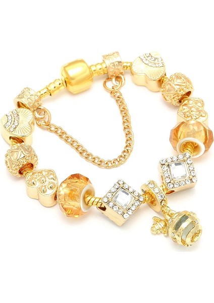 20CM Tarzı GD025 Togory Otantik Altın Renk Arılar Dangles Charm Bilezik Beyaz Kristal Boncuklar Güzel Bilezik Kadınlar Çocuklar Için Doğum Günü Hediyeleri (Yurt Dışından)