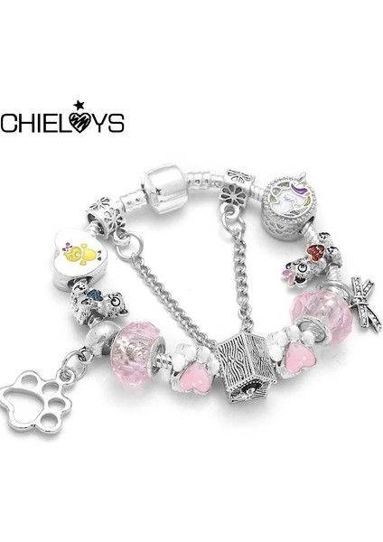 21CM Tarzı No.25 Boyutu Chıeloys Güzel Unicorn Kolye Charm Bilezikler Avrupa Moda Murano Cam Boncuk Bilezik Kadınlar Için Dıy Takı Pulseras (Yurt Dışından) fiyatları