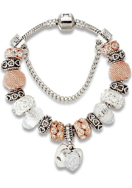 20CM Tarzı B16042 Annapaer En Çok Satan Pulseiras Lüks Tam Rhinestone Charms Abalorio Trendy Retro Boncuk Fit Pan Orijinal Bilezik Bilezik (Yurt Dışından)