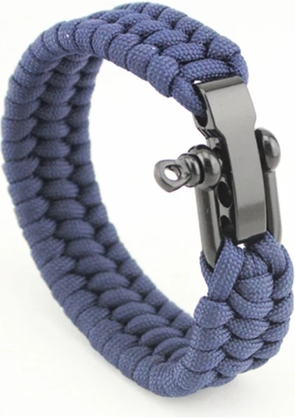 23CM Tarzı U02 Açık Kamp Paracord Survival Örgülü Halat Bilezik Erkekler Siyah Paslanmaz Çelik Ayarlanabilir Toka Pulsera Hombre (Yurt Dışından)
