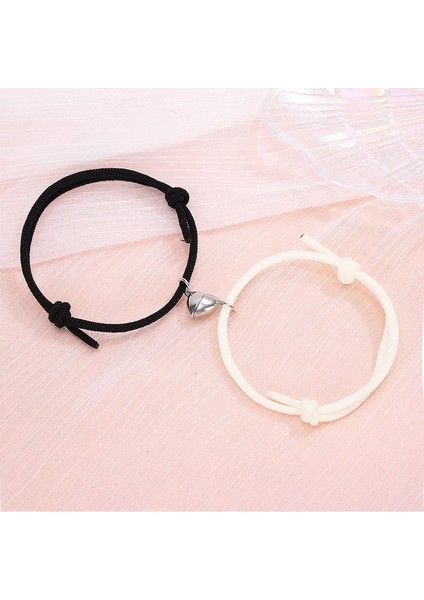 No.10 Boyutu Et Severler Kalp Çift Manyetik Mesafe Bilezik Minimalist Eşleşen Dostluk Bilezik Halat Örgülü Kiti Lover Takı (Yurt Dışından) modelleri
