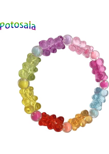 No.4 Boyutu Potosala Sevimli Şeffaf Reçine Ayı Bilezik Karikatür Sakızlı Jöle Renk Kadınlar Için El Yapımı Boncuklu Bilezik Genç Kız Takısı Hediyeler (Yurt Dışından) fiyatları