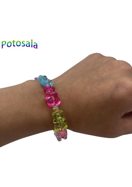 No.4 Boyutu Potosala Sevimli Şeffaf Reçine Ayı Bilezik Karikatür Sakızlı Jöle Renk Kadınlar Için El Yapımı Boncuklu Bilezik Genç Kız Takısı Hediyeler (Yurt Dışından) indirimleri