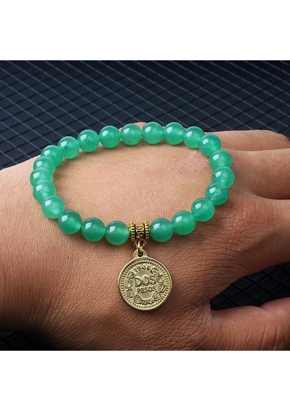 19CM-7.5INÇ Tarzı No.10 Boyutu Elizabeth Kraliçe Charm Bilezikler Kadınlar Için Paslanmaz Çelik Elizabeth Iı Sikke Kolye Bilezik Doğa Taş Çift Takı Pulsera (Yurt Dışından)