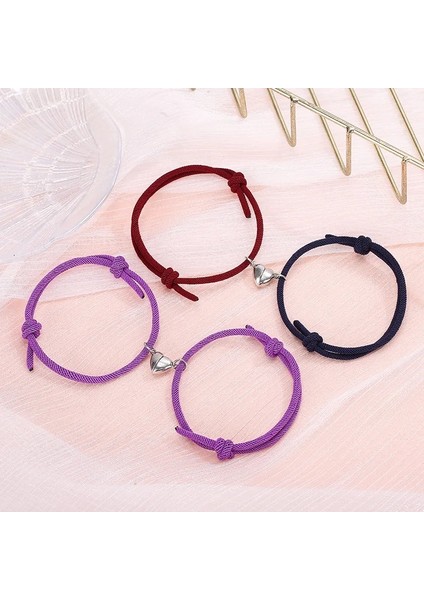 No.5 Boyutu Et Severler Kalp Çift Manyetik Mesafe Bilezik Minimalist Eşleşen Dostluk Bilezik Halat Örgülü Kiti Lover Takı (Yurt Dışından) indirimleri