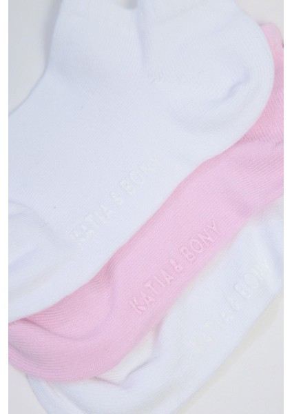 Run 3 lü Çocuk Basic Patik Çorap Beyaz/Beyaz/Pembe