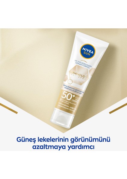 LUMINOUS630 Leke Karşıtı Güneş Koruyucu Yüz Kremi 40ML, SPF50, Hyalüronik Asit, E Vitamini, Uva/uvb