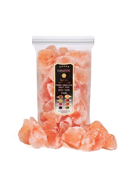 Halit Tuz Sole Tuzu 3 kg Şeffaf Berrak Kristal Pembe Himalaya Halit Sole Tuzu
