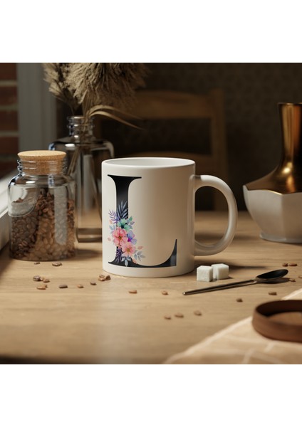 Kişiselleştirilebilir L Harfli Baskılı Premium Porselen Kupa Bardak modelleri