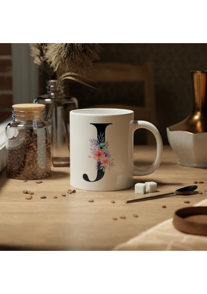 Kişiselleştirilebilir J Harfli Baskılı Premium Porselen Kupa Bardak fiyatları