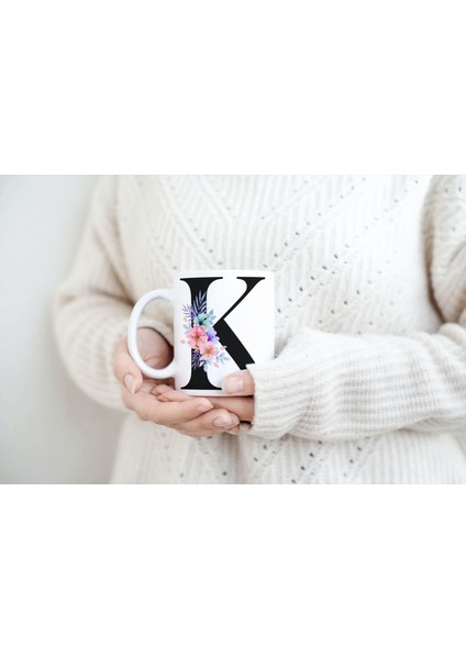 Kişiselleştirilebilir K Harfli Baskılı Premium Porselen Kupa Bardak modelleri