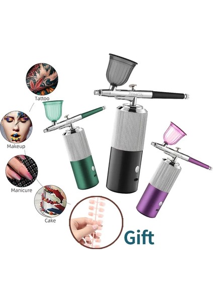 A-Yeşil Tarzı Üst Taşınabilir Boya Püskürtme Tabancası Airbrush Mini Hava Kompresörü Kiti Nail Art Dövme Zanaat Kek Oksijen Enjektör Nano Sis Sis (Yurt Dışından) indirimleri