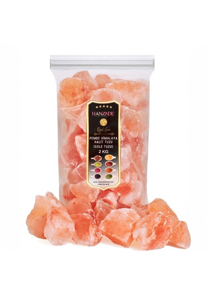 Halit Tuz Sole Tuzu 2 kg Şeffaf Berrak Kristal Pembe Himalaya Halit Sole Tuzu