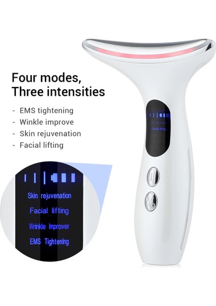 Renkli Stil Boyun Güzellik Cihazı Çift Boyun Çizgileri Sökücü Mikro Akım Isı 3 Renkli LED Foton Terapisi Cilt Gençleştirme Yüz Germe (Yurt Dışından) fiyatları