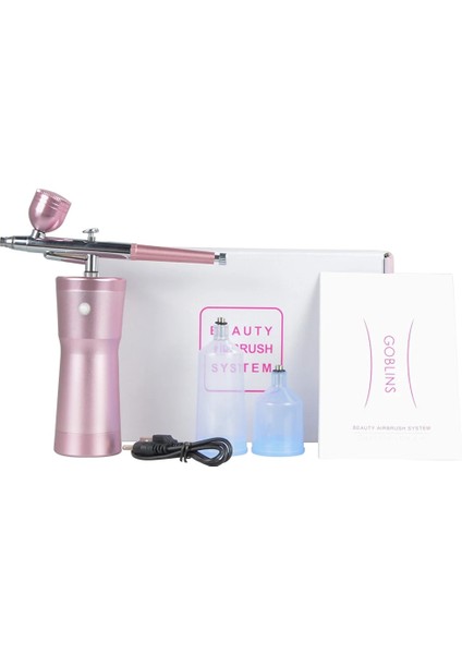 Kırmızı Stil Airbrush Tırnak Kompresörlü Taşınabilir Airbrush Çivi Kek Dövme Makyaj Boya Hava Püskürtme Tabancası Oksijen Enjektör Hava Fırça Seti (Yurt Dışından)