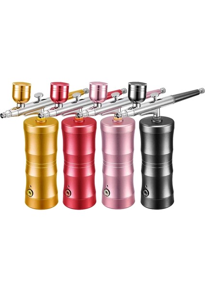 Kırmızı Stil Airbrush Tırnak Kompresörlü Taşınabilir Airbrush Çivi Kek Dövme Makyaj Boya Hava Püskürtme Tabancası Oksijen Enjektör Hava Fırça Seti (Yurt Dışından)