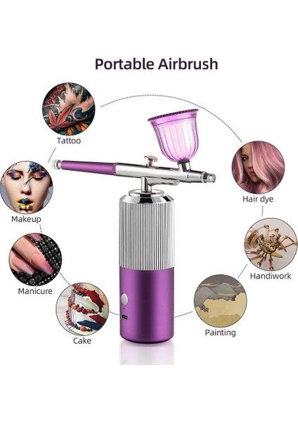 A-Mor Tarzı Üst Taşınabilir Boya Püskürtme Tabancası Airbrush Mini Hava Kompresörü Kiti Nail Art Dövme Zanaat Kek Oksijen Enjektör Nano Sis Sis (Yurt Dışından) fiyatları
