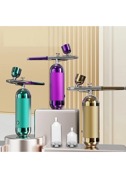 Mor Tarzı Kompresörlü Airbrush Yüz Bakımı Airbrush Çivi Kek Dövme Makyaj Boya Püskürtme Tabancası Hava Püskürtme Oksijen Enjektörü Hava Fırça Seti (Yurt Dışından)