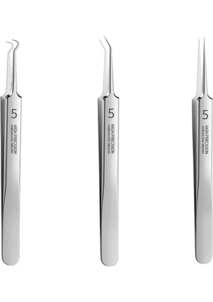 3 Adet Tarzı Alman Ultra-Ince No. 5 Hücre Sivilce Siyah Nokta Klip Cımbız Güzellik Özel Kazıma ve Akne Iğne Aracı Pinzas Para Espinillas (Yurt Dışından)