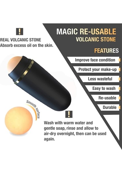 Siyah Stil 1 Adet Yüz Yağ Emici Rulo Cilt Bakımı Aracı Volkanik Taş Yağ Emici Yıkanabilir Yüz Yağı Çıkarma Bakım Cilt Makyaj Araçları (Yurt Dışından) fırsatları