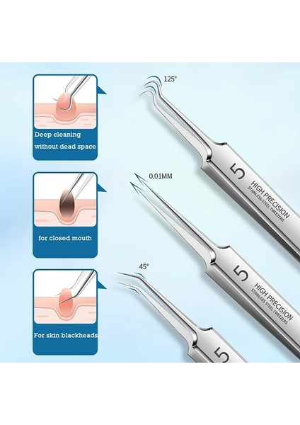 B-4pcs Tarzı Profesyonel Ultra-Ince No. 5 Akne Siyah Nokta Kaldırma Cımbız Güzellik Salonu Sivilce Iğneler Derin Temizleyici Klip Yüz Cilt Bakımı Aracı (Yurt Dışından)