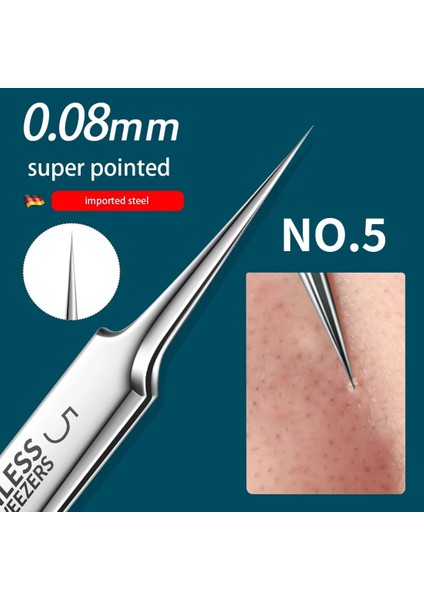 B-4pcs Tarzı Profesyonel Ultra-Ince No. 5 Akne Siyah Nokta Kaldırma Cımbız Güzellik Salonu Sivilce Iğneler Derin Temizleyici Klip Yüz Cilt Bakımı Aracı (Yurt Dışından)