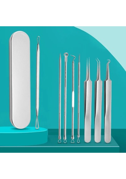 5 Adet-A Tarzı Adet Paslanmaz Çelik Siyah Nokta Temizleme Kiti Akne Blemmple Extractor Sökücü Iğneler Kozmetik Yüz Temizleme Aracı (Yurt Dışından)
