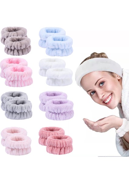 Bej Tarzı Yüz Cilt Temizleme Bakım Aracı Yumuşak Mikrofiber Bilek Yıkama Havlusu Kadın Kız Yıkama Yüz Spa Emici Bileklikler Ter Bandı (Yurt Dışından) indirimleri