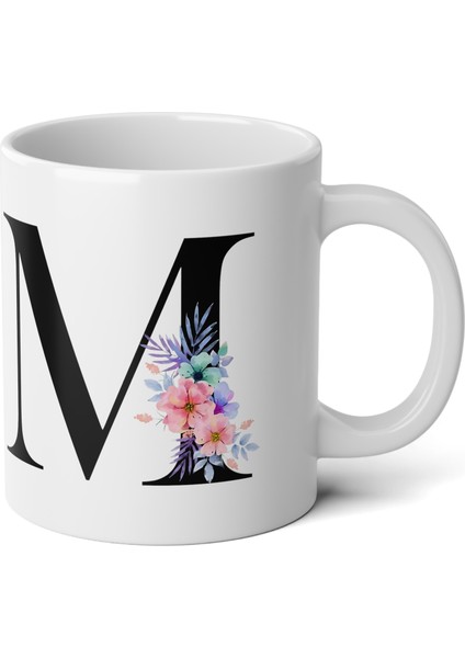 Kişiselleştirilebilir M Harfli Baskılı Premium Porselen Kupa Bardak