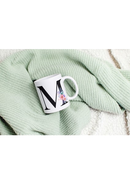 Kişiselleştirilebilir M Harfli Baskılı Premium Porselen Kupa Bardak modelleri