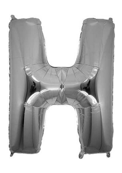 H Harf Gümüş Folyo Balon 40 Inc 100 cm