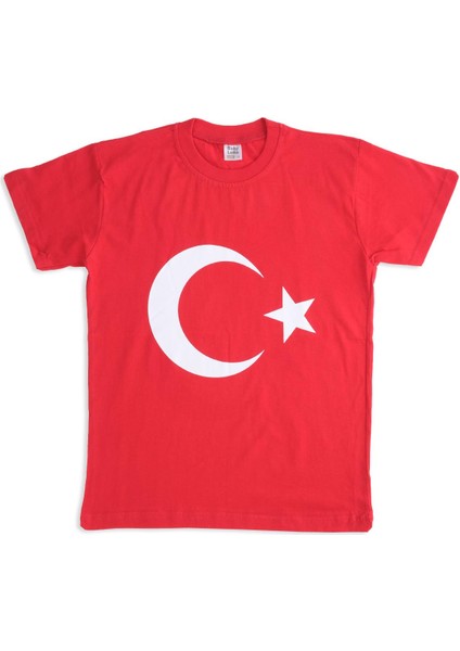 Unisex Çocuk Türk Bayrağı Baskılı Kısa Kol T-Shirt
