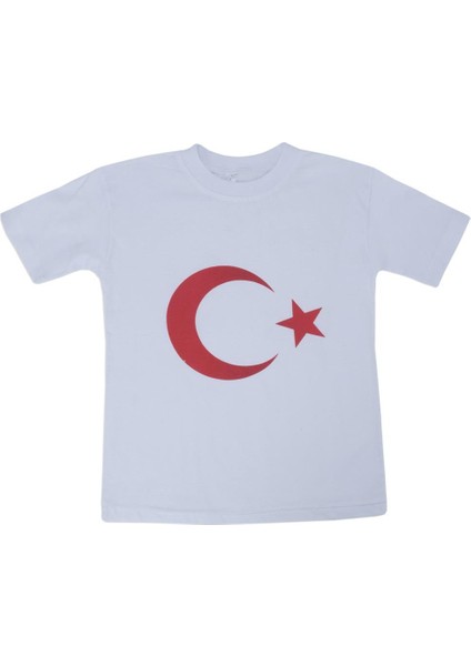 Unisex Çocuk Türk Bayrağı Baskılı Kısa Kol T-Shirt