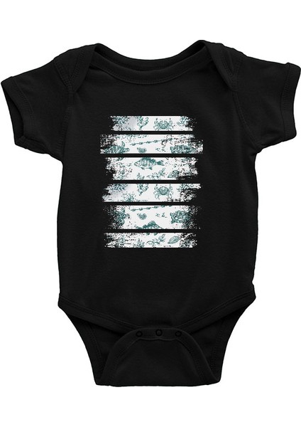 Deniz Kaplumbağası Karetta Karetta Siyah Unisex Bebek Body - Zıbın