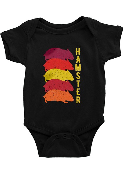 Hamster Takımı Siyah Unisex Bebek Body - Zıbın