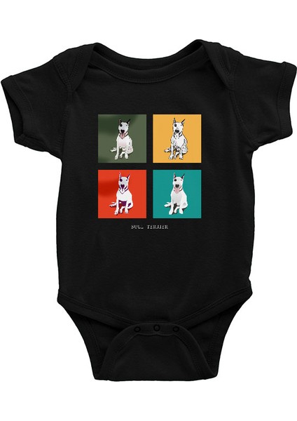 Pop Art Bull Teriyer Siyah Unisex Bebek Body - Zıbın