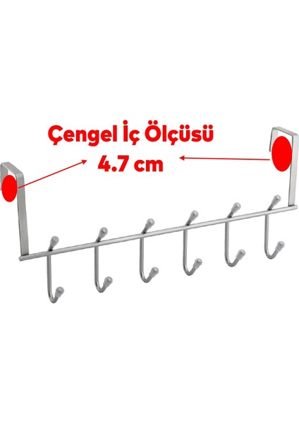 Ahşap Kapı Arkası Çiftli Askılık Elbise Havlu Asma Askı Metal 6'lı Banyo Lavabo Sağlam Aparat Krom