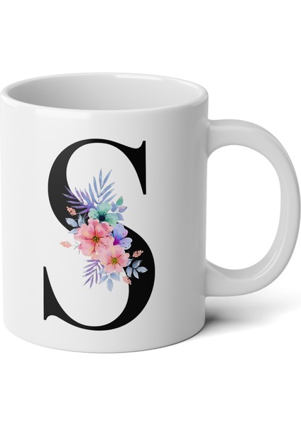 Kişiselleştirilebilir S Harfli Baskılı Premium Porselen Kupa Bardak