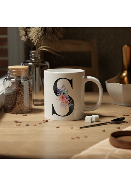 Kişiselleştirilebilir S Harfli Baskılı Premium Porselen Kupa Bardak fiyatları